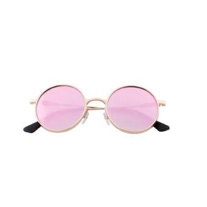 Pink & Matte Gold Round Sunglasses